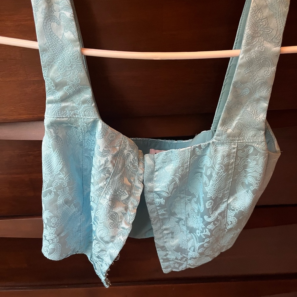 Princess Polly Sky Blue Satin Corset Top